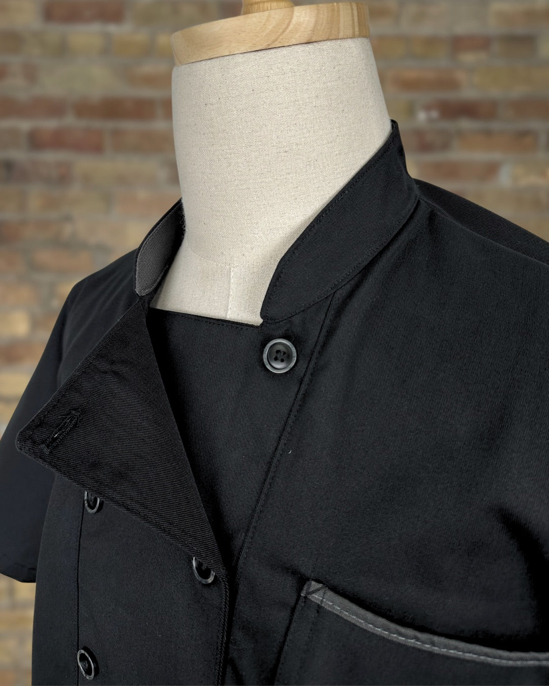 Black with Charcoal Chef Coat Men's