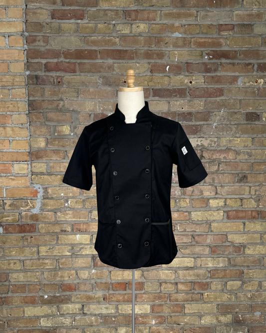 Black with Charcoal Chef Coat Women's