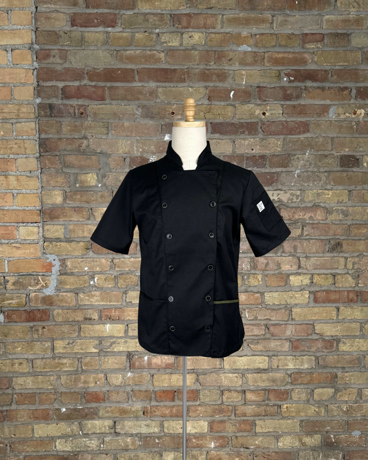 Black with Olive Chef Coat Women's