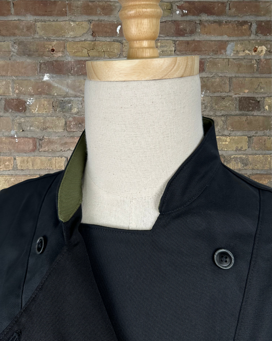 Black with Olive Chef Coat Women's