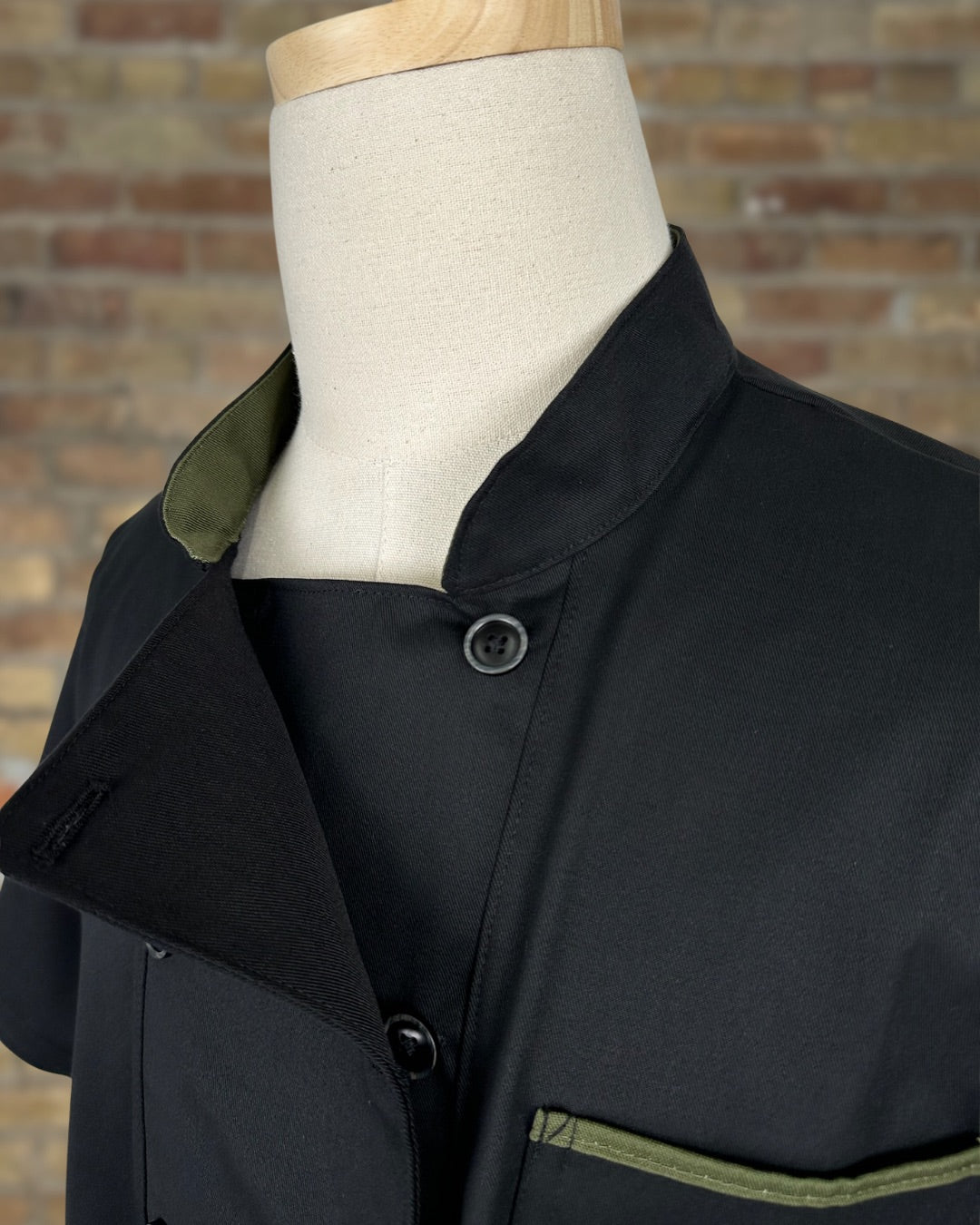 Black with Olive Chef Coat Men's