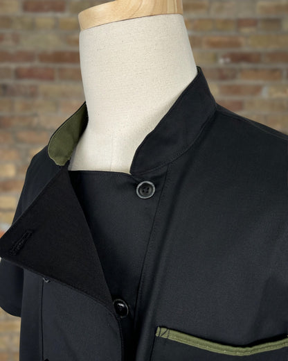 Black with Olive Chef Coat Men's