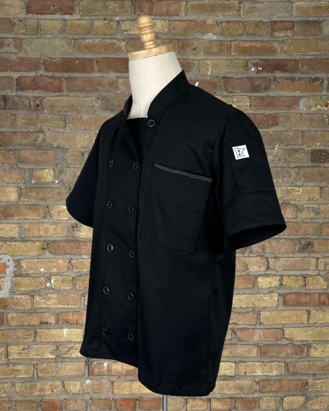 Black with Charcoal Chef Coat Men's