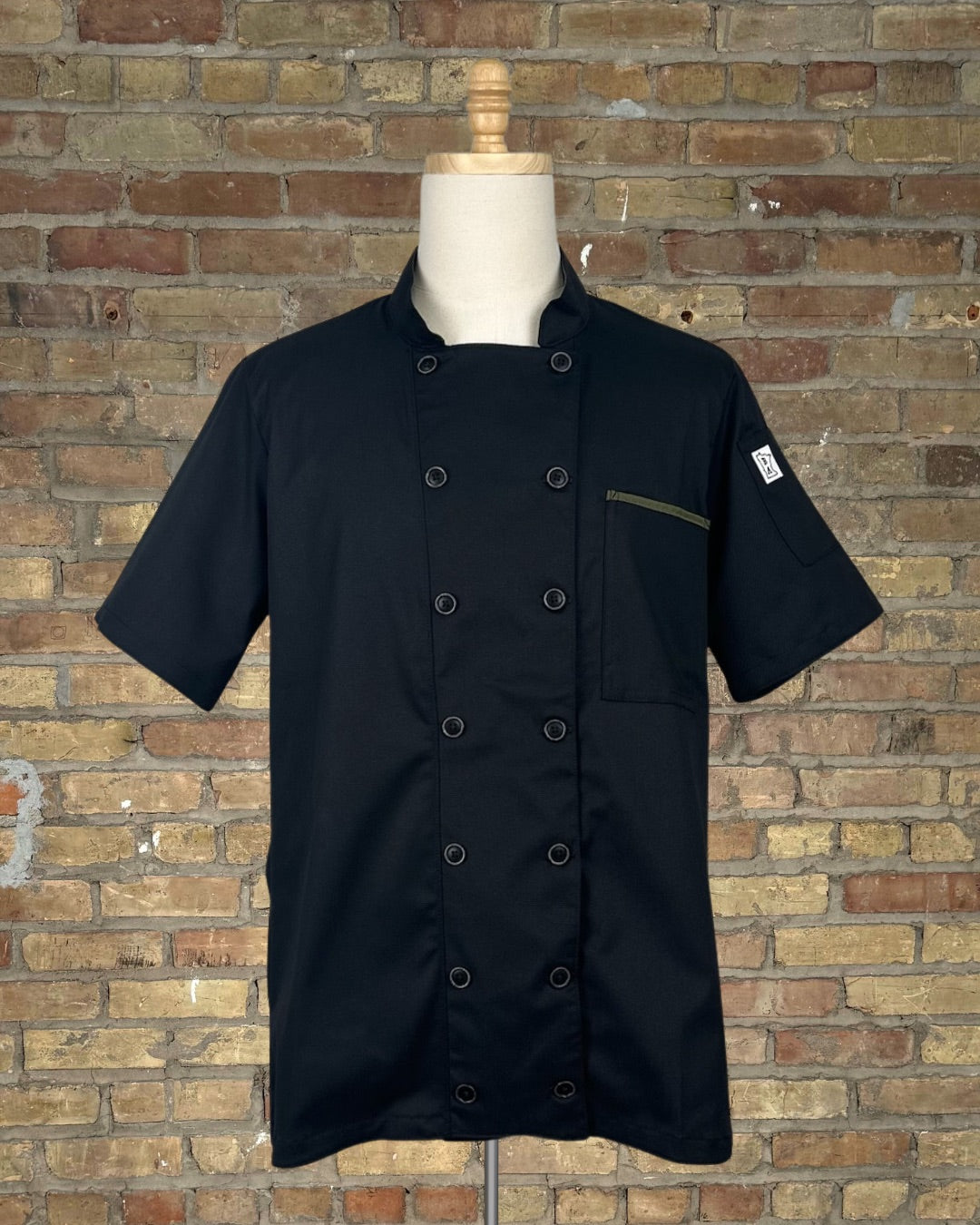 Black with Olive Chef Coat Men's