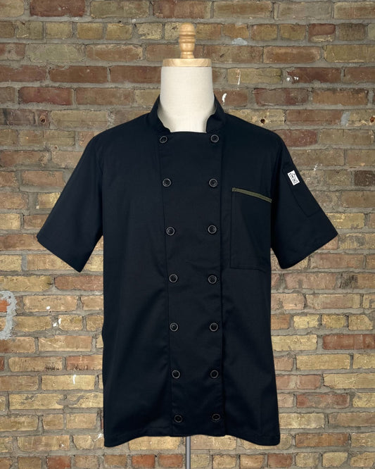 Black with Olive Chef Coat Men's